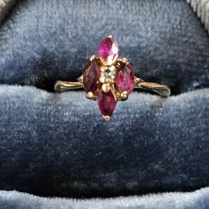 14k Ruby, Diamond Yellow Gold Ring (Vintage)